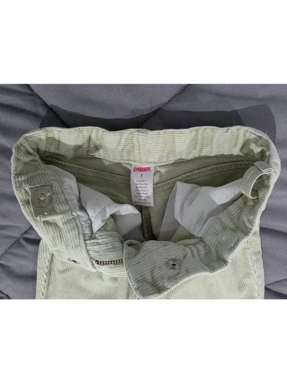 Vintage Gymboree Size 3 Mint Green Retro Flare Adjustable Waist Corduroy Pants